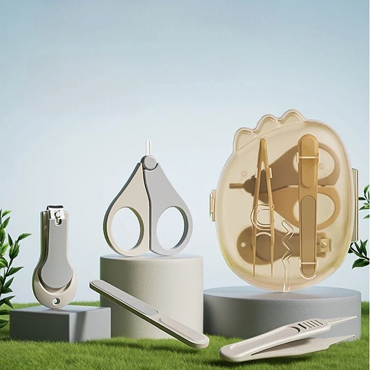 Set 4in1 de Ingrijire Unghii pentru Bebelusi, Vivimall, Cutie de Depozitare Dinozaur Transparent, 0-6 Ani, 11.5 x 9 x 3 cm, Bej - vivimall.ro