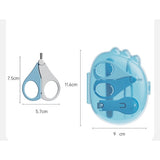 Set 4in1 de Ingrijire Unghii pentru Bebelusi, Vivimall, Cutie de Depozitare Dinozaur Transparent, 0-6 Ani, 11.5 x 9 x 3 cm, Albastru - vivimall.ro