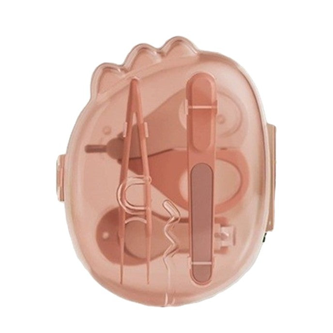 Set 4in1 de Ingrijire Unghii pentru Bebelusi, Vivimall, Cutie de Depozitare Dinozaur Transparent, 0-6 Ani, 11.5 x 9 x 3 cm, Roz - vivimall.ro