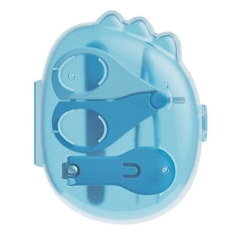 Set 4in1 de Ingrijire Unghii pentru Bebelusi, Vivimall, Cutie de Depozitare Dinozaur Transparent, 0-6 Ani, 11.5 x 9 x 3 cm, Albastru - vivimall.ro