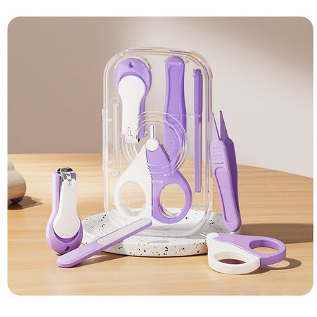 Set 4in1 de Ingrijire Unghii pentru Bebelusi, Vivimall, Cutie de Depozitare Texturata, 0-6 Ani, 13.6x8x2 cm, Mov - vivimall.ro