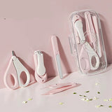 Set 4in1 de Ingrijire Unghii pentru Bebelusi, Vivimall, Cutie de Depozitare Texturata, 0-6 Ani, 13.6x8x2 cm, Roz - vivimall.ro