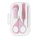 Set 4in1 de Ingrijire Unghii pentru Bebelusi, Vivimall, Cutie de Depozitare Texturata, 0-6 Ani, 13.6x8x2 cm, Roz - vivimall.ro