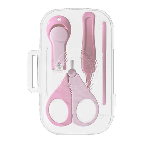 Set 4in1 de Ingrijire Unghii pentru Bebelusi, Vivimall, Cutie de Depozitare Texturata, 0-6 Ani, 13.6x8x2 cm, Roz - vivimall.ro