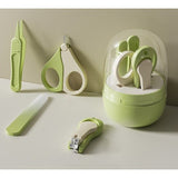 Set 4in1 de Ingrijire Unghii pentru Bebelusi, Vivimall, Cutie de Depozitare Tip Borcan, 0-6 Ani, 10 x 7 x 6 cm, Verde - vivimall.ro
