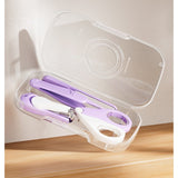 Set 4in1 de Ingrijire Unghii pentru Bebelusi, Vivimall, Cutie de Depozitare Transparenta, 0-6 Ani, 13.6x8x2 cm, Mov - vivimall.ro