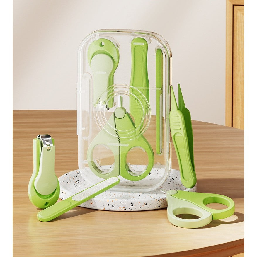 Set 4in1 de Ingrijire Unghii pentru Bebelusi, Vivimall, Cutie de Depozitare Transparenta, 0-6 Ani, 13.6x8x2 cm, Verde - vivimall.ro