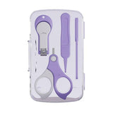 Set 4in1 de Ingrijire Unghii pentru Bebelusi, Vivimall, Cutie de Depozitare Transparenta, 0-6 Ani, 13.6x8x2 cm, Mov - vivimall.ro