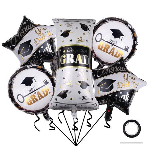 Set 5 Baloane Diploma Alb Negru | JoyGrad 2