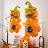 Set 5 Baloane din Folie Metalizata, Vivimall, Figurine, Tema Halloween, Pai Inclus, Ambalaj Individual, Umflare cu Aer sau Heliu, Figurina Dovleac 54x87 cm, Stelute si Cerculete 45 cm, Multicolor - vivimall.ro