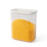 Set 5 Cutii de Depozitare Alimente, Vivimall, Capac Alb, din ABS+Silicon, 23 x 15 x 27 cm, Transparent - vivimall.ro