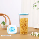 Set 5 Cutii De Depozitare Pentru Bucatarie, 2 X 600Ml, 2 X 1.3L, 1 X 2L, Din Abs+Pet+Silicon, Capac Alb/Albastru, 23 X 10 X 10 Cm, Transparent - vivimall.ro