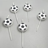 Set 5 Lumanari de Tort, Vivimall, Model Mingi de Fotbal, 3.5 cm, din Ceara, Alb/Negru - vivimall.ro
