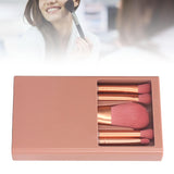 Set 5 Pensule de Machiaj cu Peri Moi, Vivimall, cu Suport pentru Depozitare si Oglinda, Roz Inchis - vivimall.ro