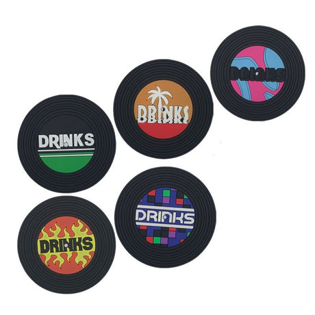 Set 5 Suporturi Pentru Pahare, Filppy, Din Pvc, Diametru 9 Cm, Rezistent La Caldura, Multicolor - vivimall.ro
