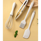 Set 5 Ustensile De Bucatarie, Din Silicon+Inox, Termorezistente, Antiaderente, 28 X 26 X 2 Cm, Alb Ivory - vivimall.ro