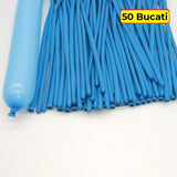 Baloane de Modelaj, Flippy, Set 50 bucati, Model Standard, din Latex, 30 x 1.5 cm, 1.8 g per unitate, pana la 150 cm, Albastru deschis - vivimall.ro