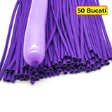 Baloane de Modelaj, Flippy, Set 50 bucati, Model Standard, din Latex, 30 x 1.5 cm, 1.8 g per unitate, pana la 150 cm, Mov - vivimall.ro