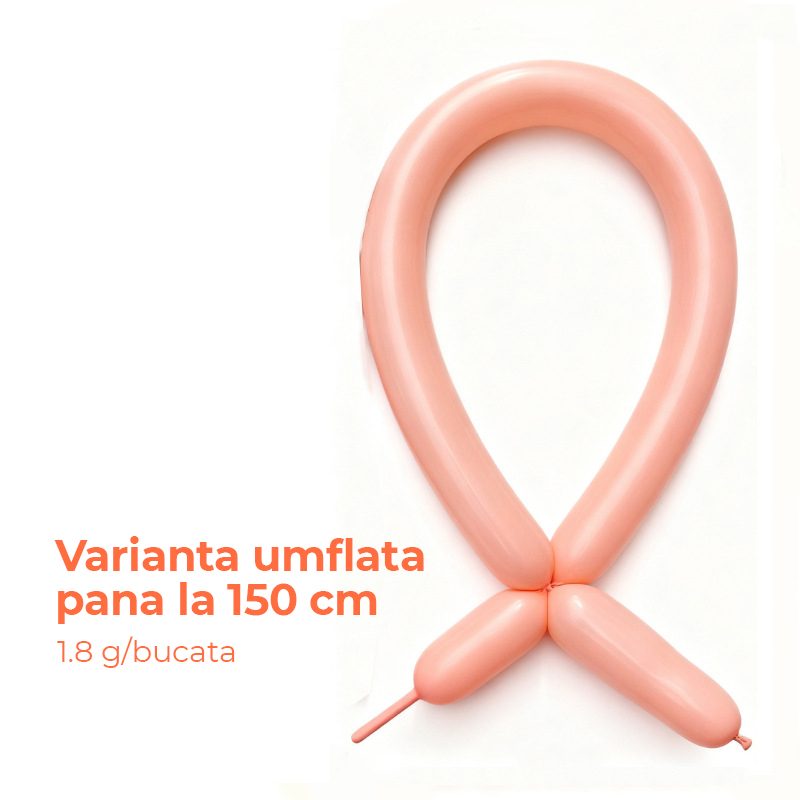 Baloane de Modelaj, Flippy, Set 50 bucati, Model Standard, din Latex, 30 x 1.5 cm, 1.8 g per unitate, pana la 150 cm, Portocaliu - vivimall.ro