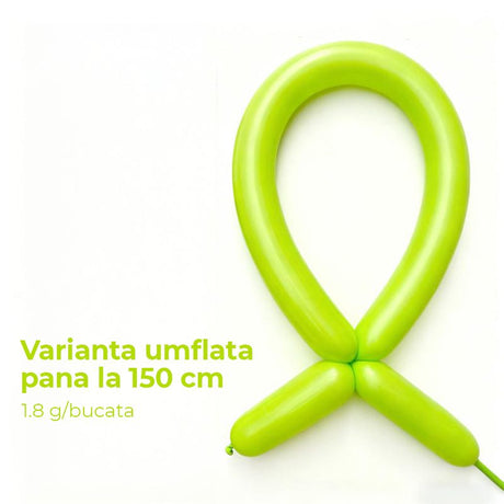 Baloane modelaj latex Flippy verde deschis, formă cilindrică standard, lungime 30 cm, detaliu textură