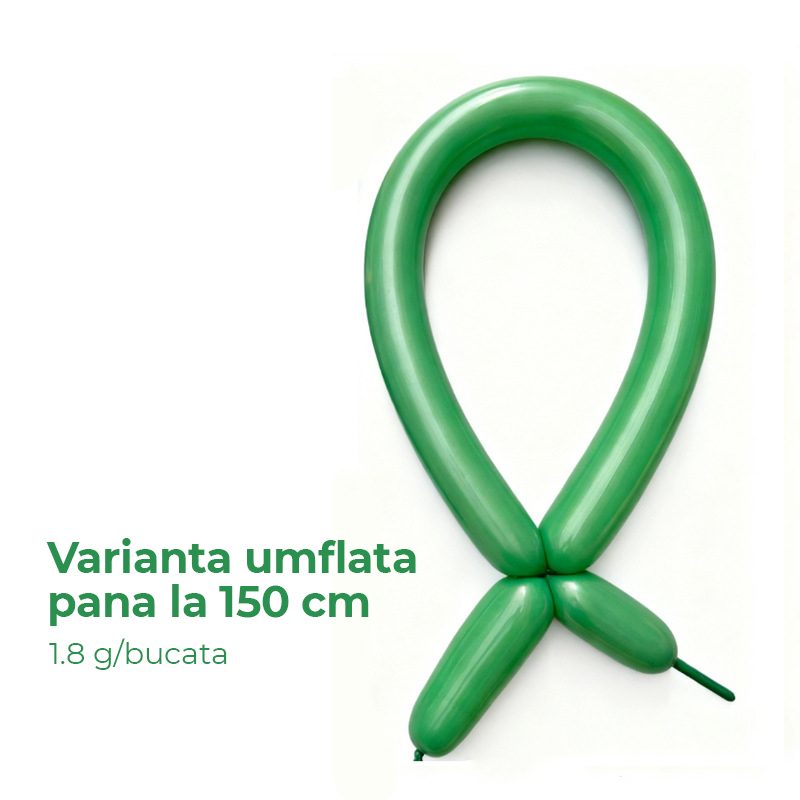 Baloane de Modelaj, Flippy, Set 50 bucati, Model Standard, din Latex, 30 x 1.5 cm, 1.8 g per unitate, pana la 150 cm, Verde - vivimall.ro