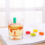 Set 6 Accesorii Pentru Pahare, Pentru Petreceri/Cocktailuri, Din Silicon, Model Ananas, Multicolor - vivimall.ro
