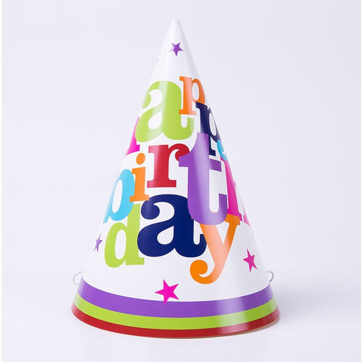 Set 6 Coifuri Happy Birthday, Vivimall, pentru Petrecere, Tematica Aniversare, 19x15 cm, Multicolor - vivimall.ro
