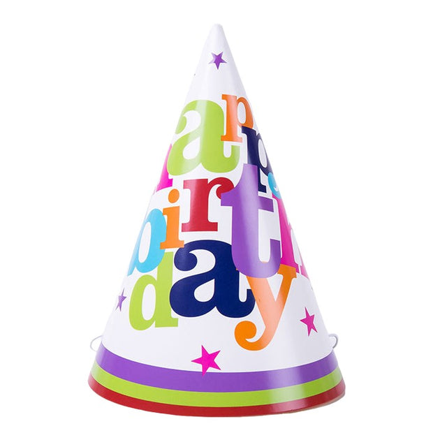 Set 6 Coifuri Happy Birthday, Vivimall, pentru Petrecere, Tematica Aniversare, 19x15 cm, Multicolor - vivimall.ro