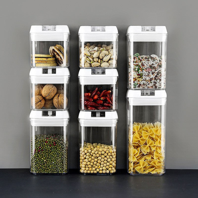 Set 6 Recipiente Din Plastic, Pentru Alimente/Obiecte, Inchidere Ermetica, 2 X 0.5L, 2 X 0.8L, 2 X 1.2L, Capac Alb, Transparent - vivimall.ro