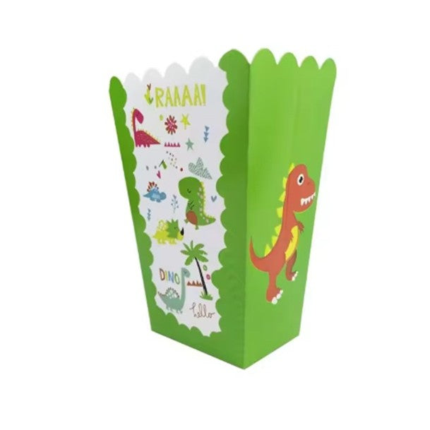Set 6 Cutii de Popcorn, Vivimall, Colectia Dino Park, 9 x 13 cm, din Carton, Multicolor - vivimall.ro
