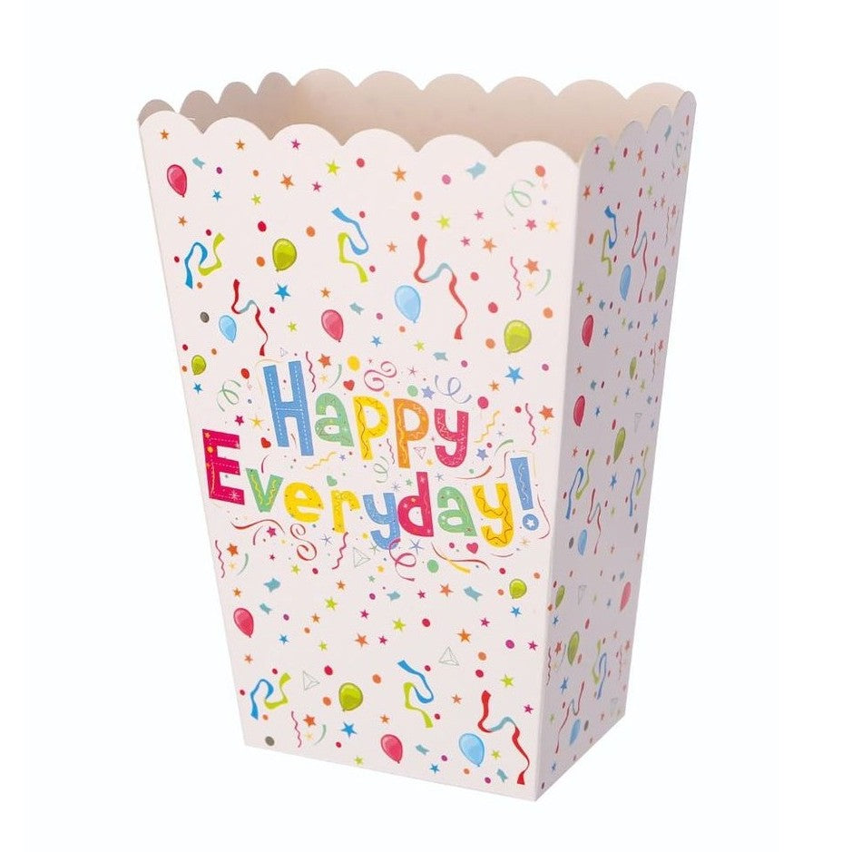 Set 6 Cutii de PopCorn, Vivimall, Model Happy Everyday, 17 x 15 cm, Multicolor - vivimall.ro