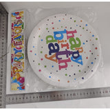 Set 6 Farfurii de Unica Folosinta, Vivimall, Colectia Happy Birthday, 23 cm, din Carton Laminat, Multicolor - vivimall.ro