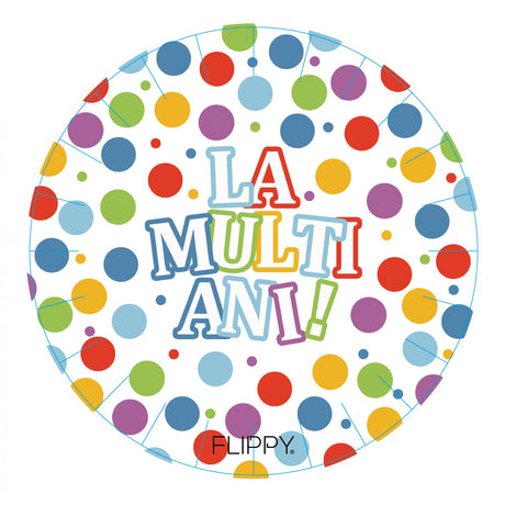 Set 6 Farfurii de Unica Folosinta, Vivimall, Colectia LA MULTI ANI , 30 cm, din Carton Laminat, Multicolor - vivimall.ro