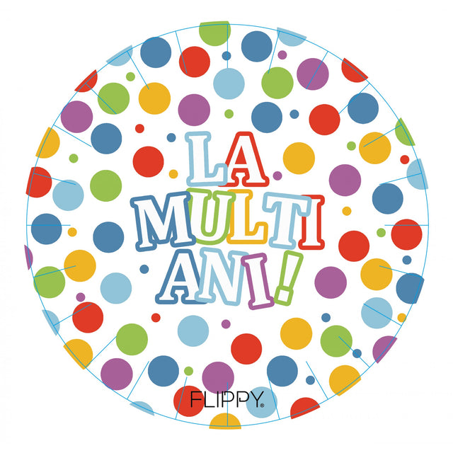 Set 6 Farfurii de Unica Folosinta, Vivimall, Colectia LA MULTI ANI , 30 cm, din Carton Laminat, Multicolor - vivimall.ro