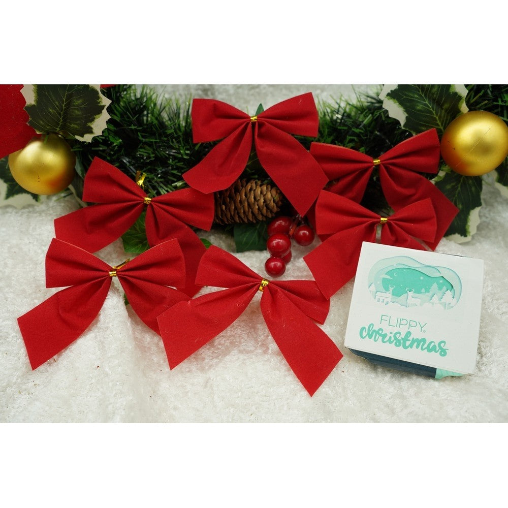 Set 6 fundite pentru brad, Rosii, clasice , 7 x 8 cm, din poliester, Vivimall - vivimall.ro