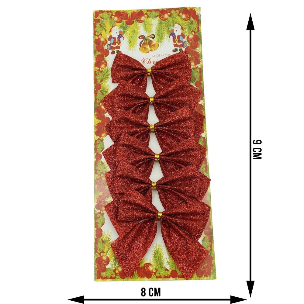 Set 6 fundite pentru brad, Rosii, clasice, cu sclipici, 8 x 9 cm, din poliester, Vivimall - vivimall.ro