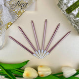 Set 6 Lumanari de Tort, Vivimall, din Parafina, 11 x 0.4 cm, Lucioase, Roz Auriu - vivimall.ro