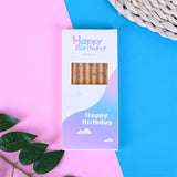 Set 6 Lumanari Lungi, Vivimall, din Parafina, 10 x 0.5 cm, Happy Birthday, Oranj Pal - vivimall.ro