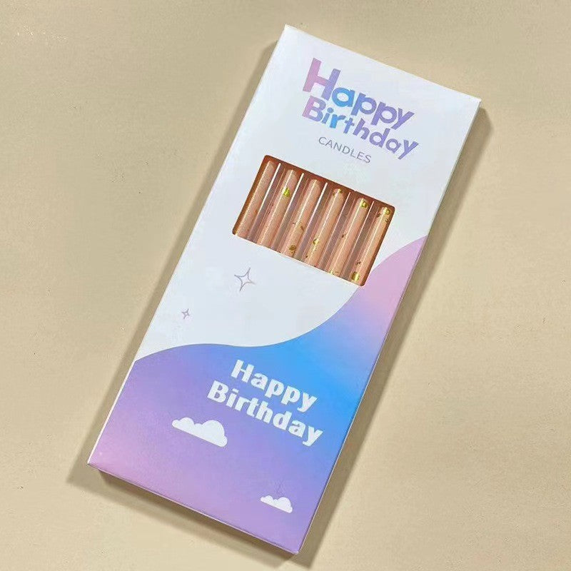 Set 6 Lumanari Lungi, Vivimall, din Parafina, 10 x 0.5 cm, Happy Birthday, Oranj Pal - vivimall.ro