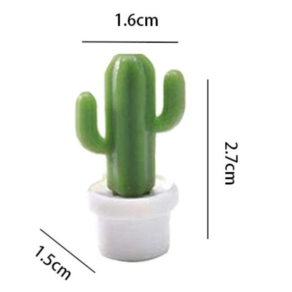 Set 6 Magneti de Frigider, Vivimall, Model Cactusi in Ghiveci, din ABS si Magnet, Verde/Alb - vivimall.ro