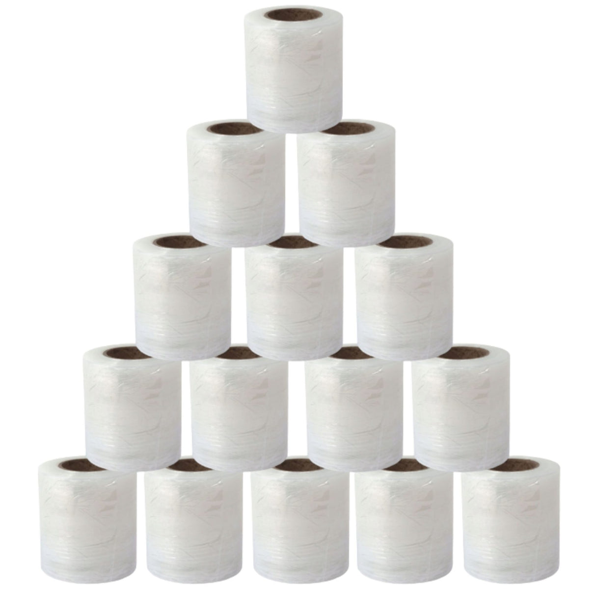 Detaliu capăt rolă folie stretch manuală, miez carton rezistent, ușor de pornit