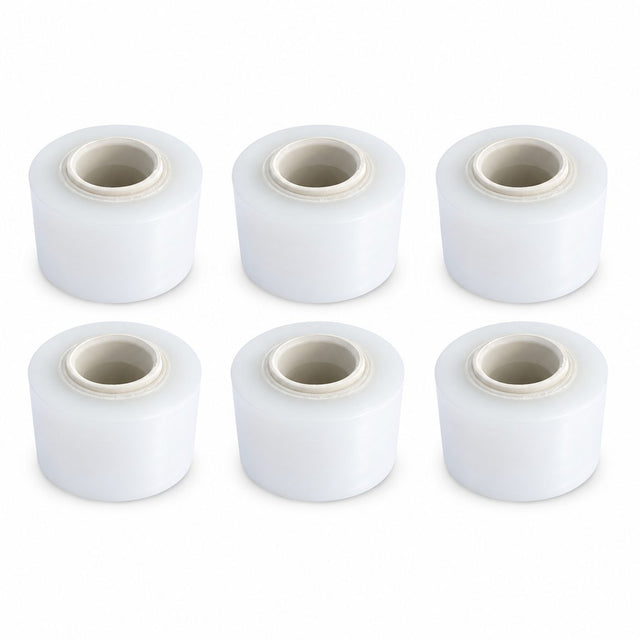 Set 6 mini role folie stretch manuală transparentă, vedere de ansamblu, lățime 12,5 cm