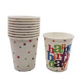 Set 6 Pahare, Vivimall, Imprimeu Happy Birthday, din Carton, 7.5 x 7.8 cm, Multicolor - vivimall.ro