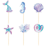 Set 6 Props-uri pentru Prajituri Sirena, Vivimall, Colectia Mermaid, Multicolor - vivimall.ro
