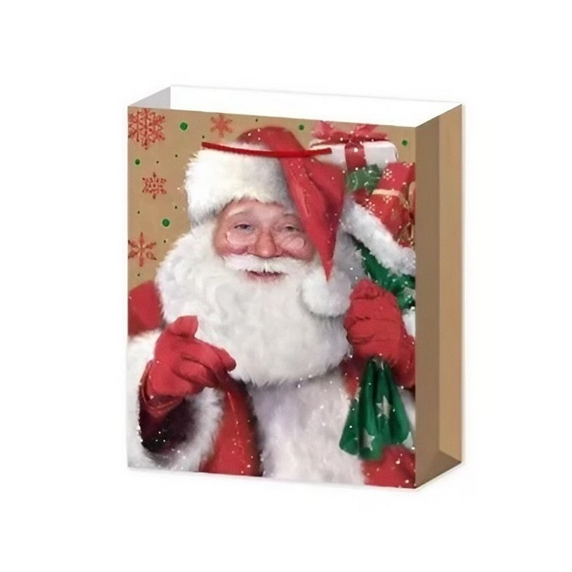 Set 6 Pungi Cadou, Vivimall, Imprimeu Tematica Mos Craciun, Model Random, din Hartie, Impachetare Usoara a Cadourilor, 18.5x22.5x8.5 cm, Multicolor - vivimall.ro