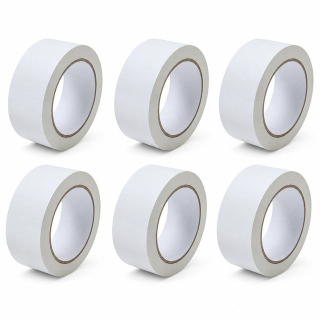Set 6 role bandă adezivă low noise albă pentru ambalare colete, 5 cm × 66 m, vedere de ansamblu