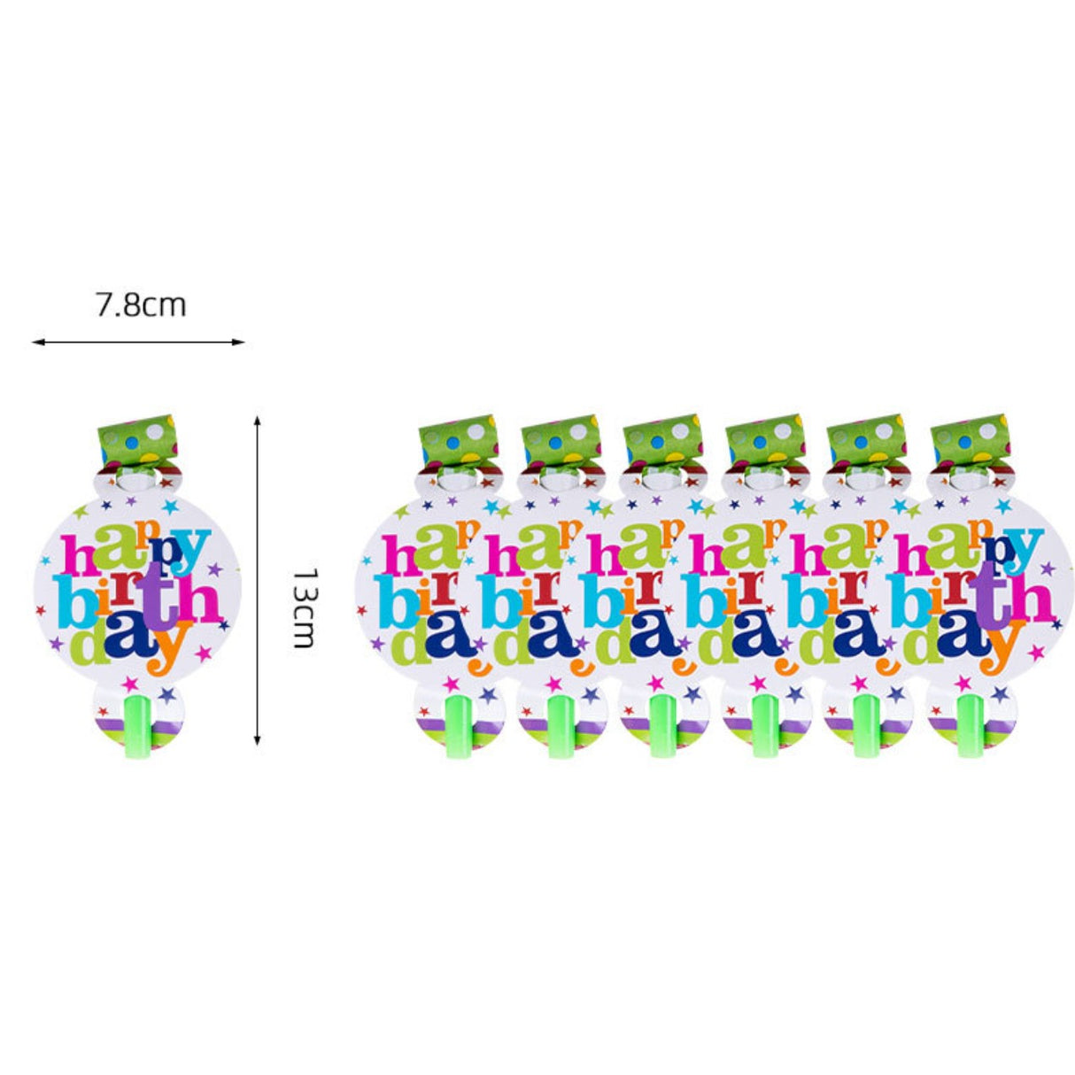 Set 6 Suflatori Happy Birthday, Vivimall, pentru Petrecere, Tematica Aniversare, 13x7.8 cm, Multicolor - vivimall.ro