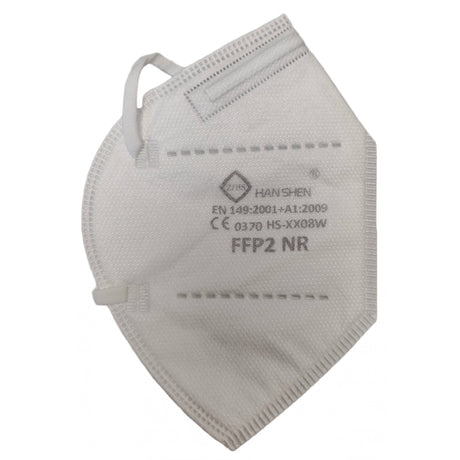 Mască FFP2 Flippy albă, 5 straturi filtrare, certificare CE0370, detaliu față