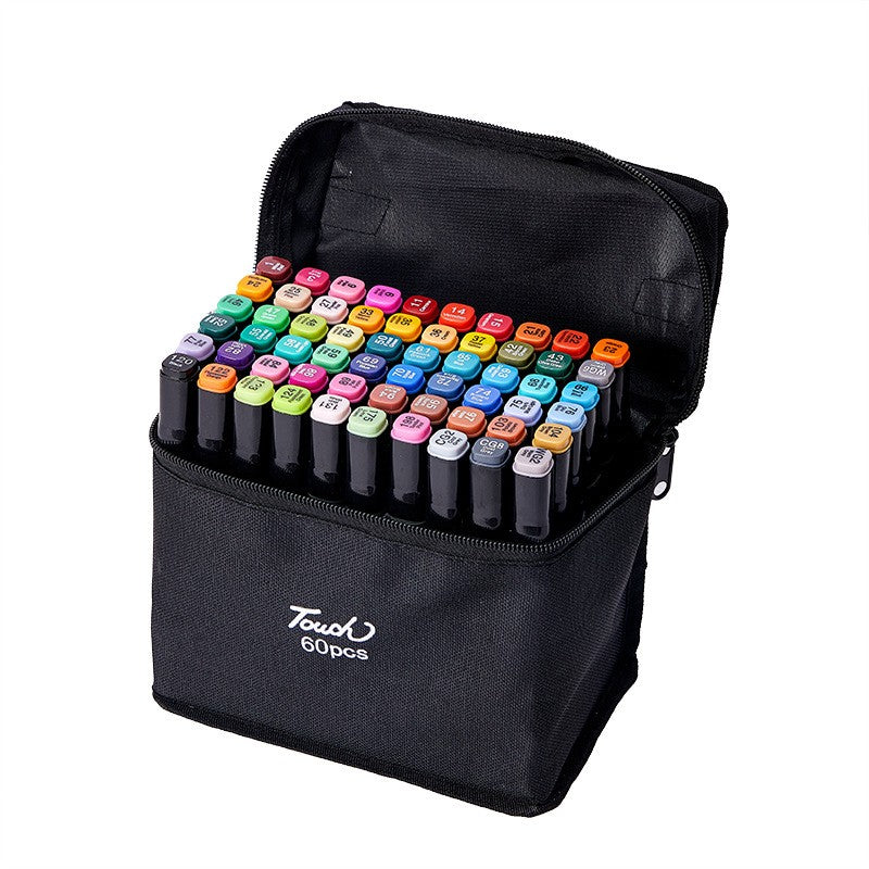 Set 60 Markere, Vivimall, cu Alcool, Touch Room, Geanta Inclusa, 2 Varfuri, Multicolor - vivimall.ro