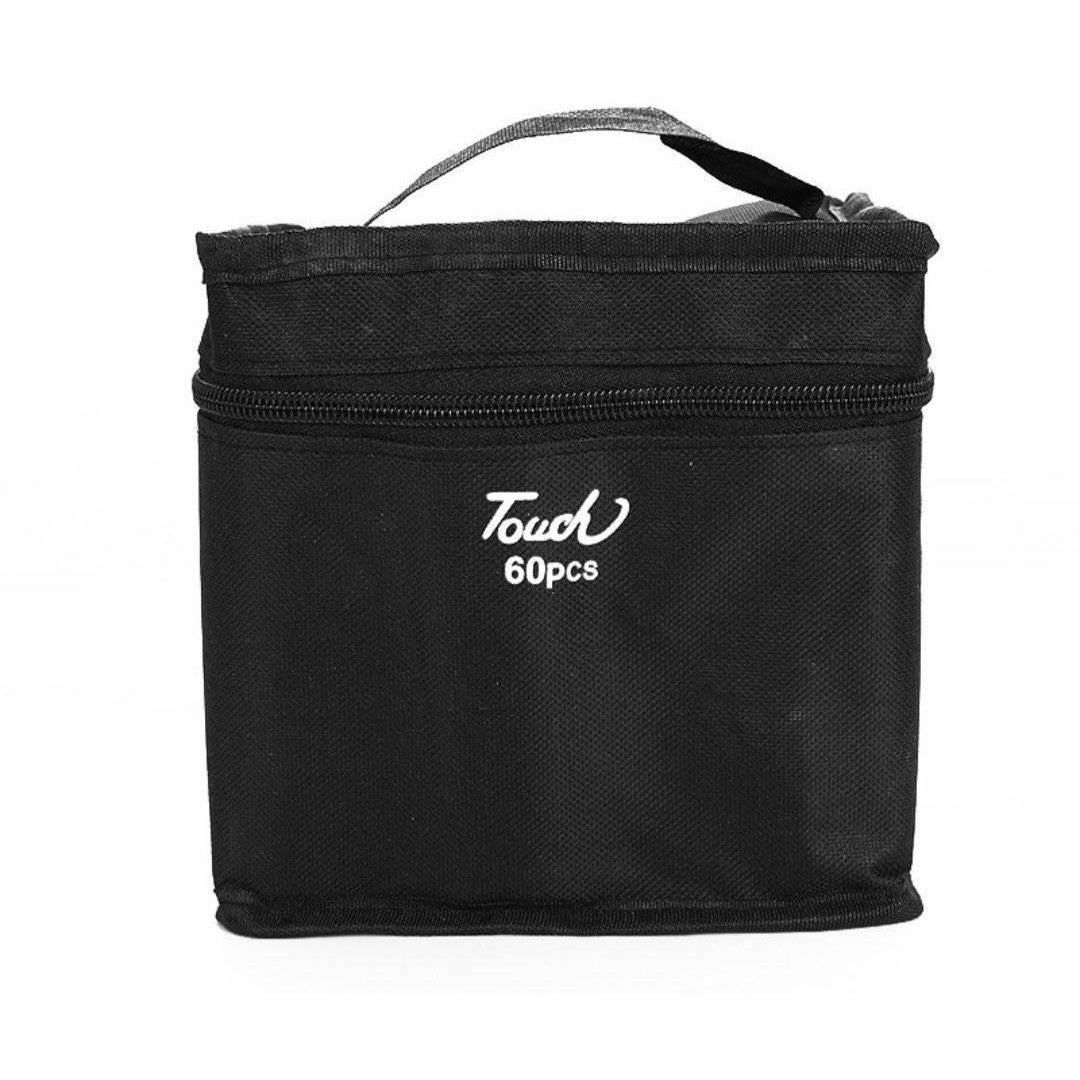 Set 60 Markere Duble cu Alcool Touch Room, Geanta Inclusa, Vivimall, Model 1 Multicolor - vivimall.ro